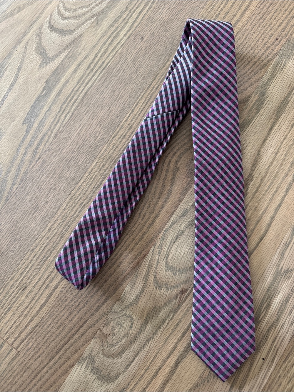 Alfani Purple and Black Gingham Slim Tie